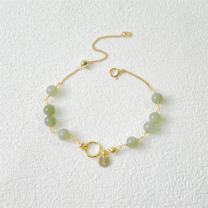 KarmaRipple's Unique Authentic Hetian Jade 14K Gold filled Fortune Beaded Bracelet p2