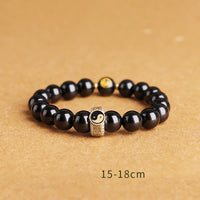 Bracelet de protection Yin Yang en argent sterling 925 et obsidienne noire, reflets dorés et argent, de KarmaRipple