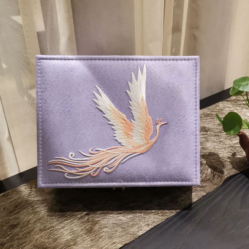KarmaRipple's Purple Phoenix Jewelry Box Organizer Two-Layer Jewelry Storage Box Flannel Box p13