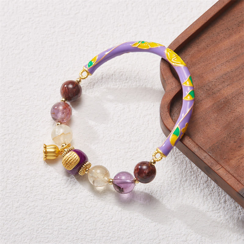KarmaRipple's Purple Phantom Purple Jade Scripture Citrine Love Wisdom Bracelet Bangle p2