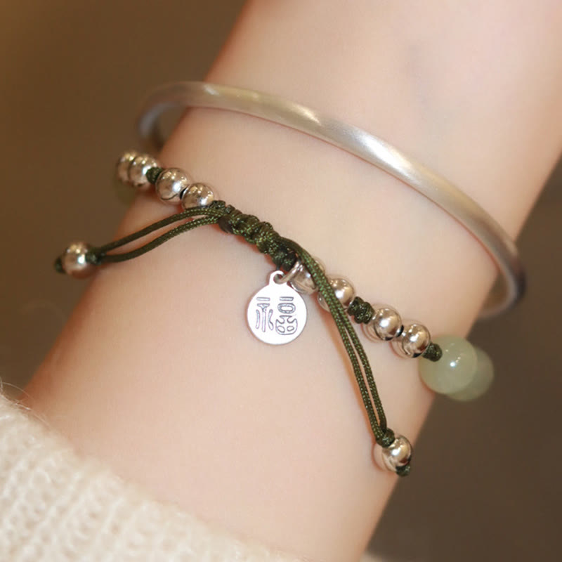 KarmaRipple's 925 Sterling Silver Authentic Jade Fu Character Bamboo Abundance Bracelet p11