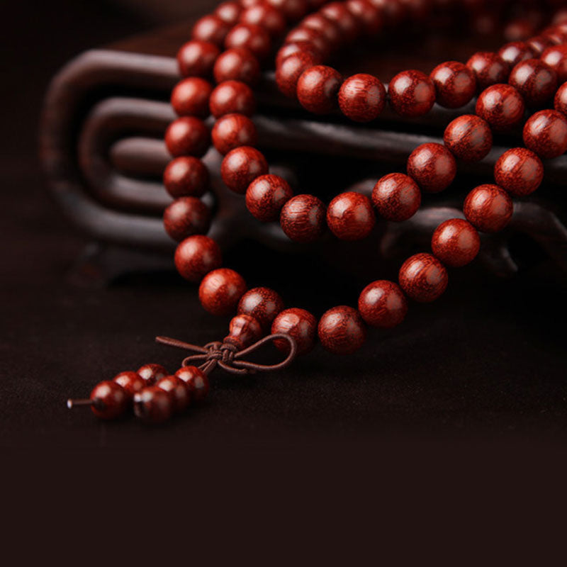 KarmaRipple's Tibetan Small Leaf Red Sandalwood 108 Beadwork Mala Meditation Bracelet p5