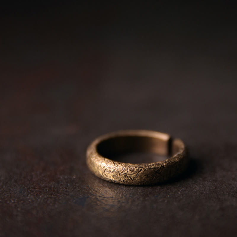 KarmaRipple's Tibetan Vintage Texture Design Bronze Fortune Pair Ring p9