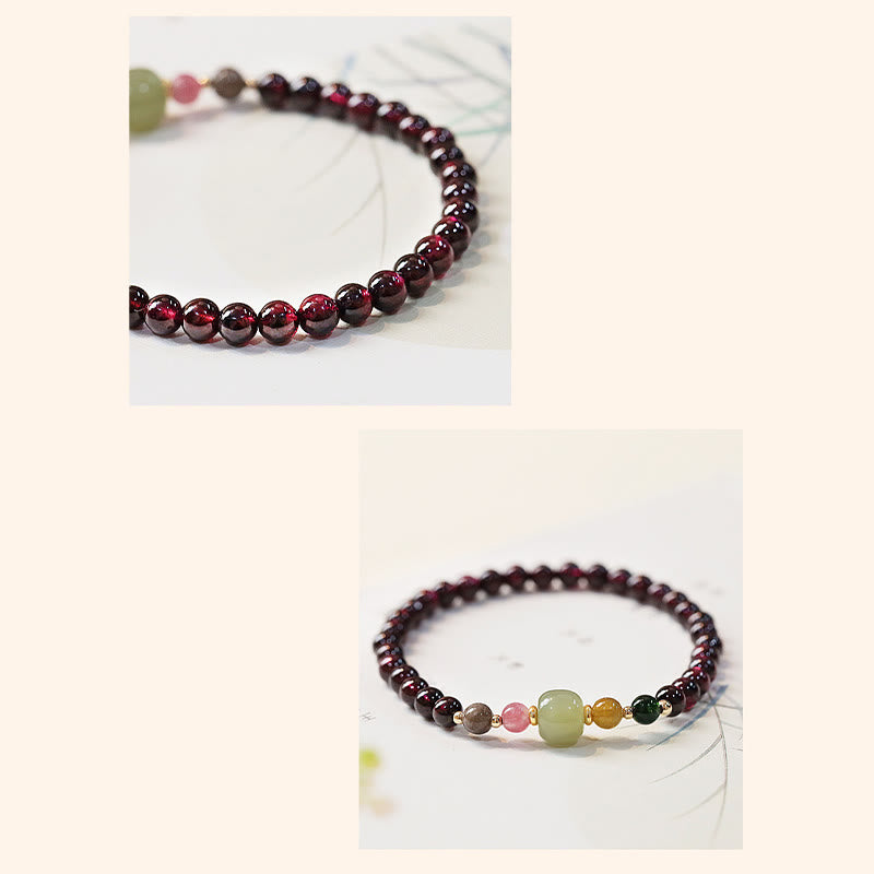 KarmaRipple's Authentic Garnet Hetian Jade Tourmaline Bead Passion Bracelet p6