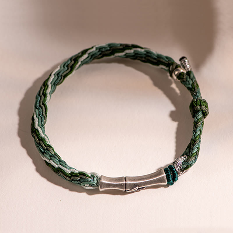KarmaRipple's 925 Sterling Silver Bamboo Reincarnation Weave Fortune Protection String Bracelet p11
