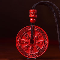 Collier et porte-clés avec pendentif et bénédiction Bagua des fantômes de la montagne Cinabre authentiques de KarmaRipple