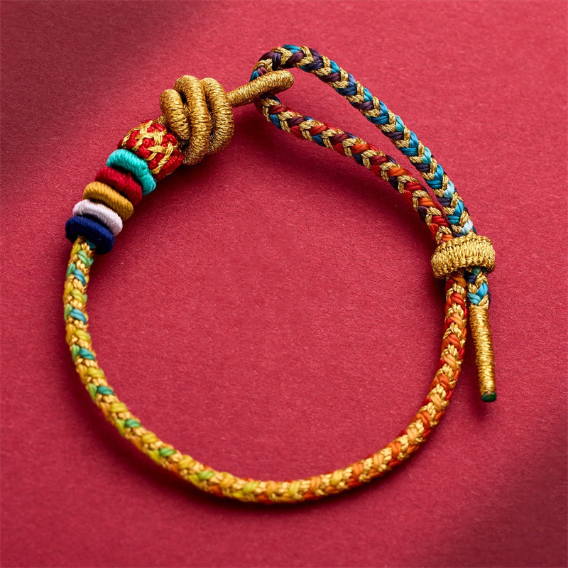 KarmaRipple's Year of the Dragon Koi Fish Mahjong Dice Peach Blossoms Bronze Coin Fortune Woven Bracelet p6