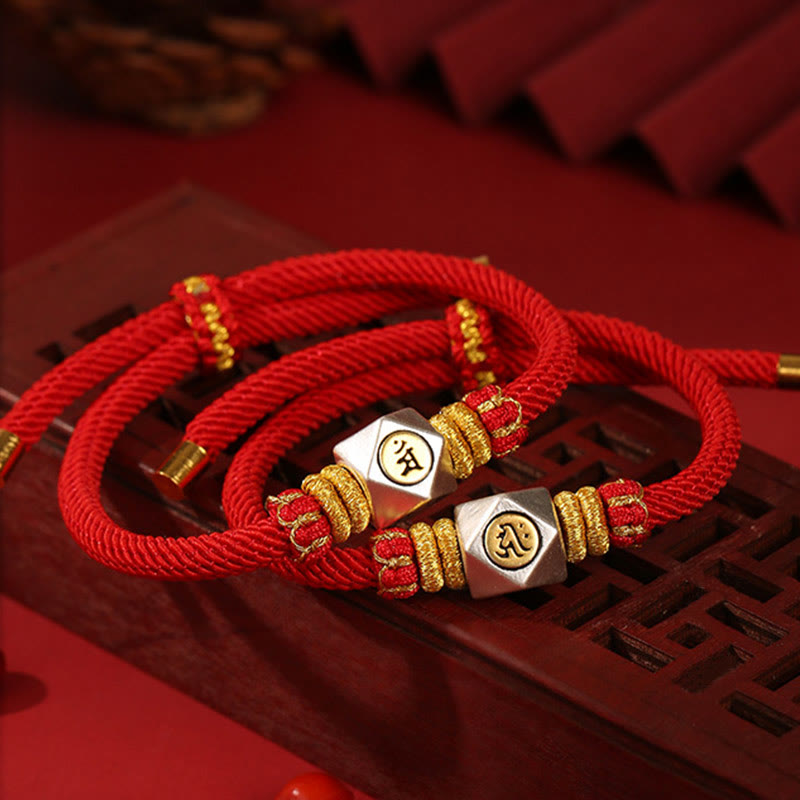 KarmaRipple's 999 Sterling Silver Chinese Zodiac Natal Buddha Red Rope Fortune Strength Handcrafted Kids Bracelet p15