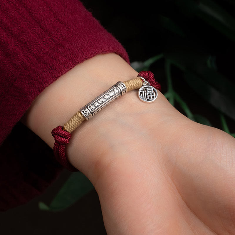 KarmaRipple's 999 Sterling Silver Tibet Handmade Om Mani Padme Hum Fu Character TopRank Character Fortune Woven Bracelet p8