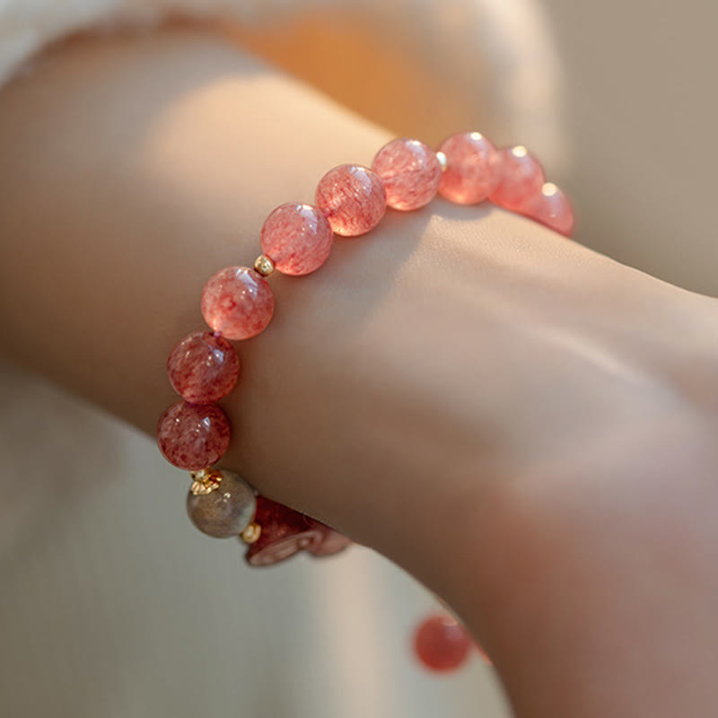 KarmaRipple's Authentic Strawberry Quartz Moonstone PiXiu Love Balancing Bracelet p5