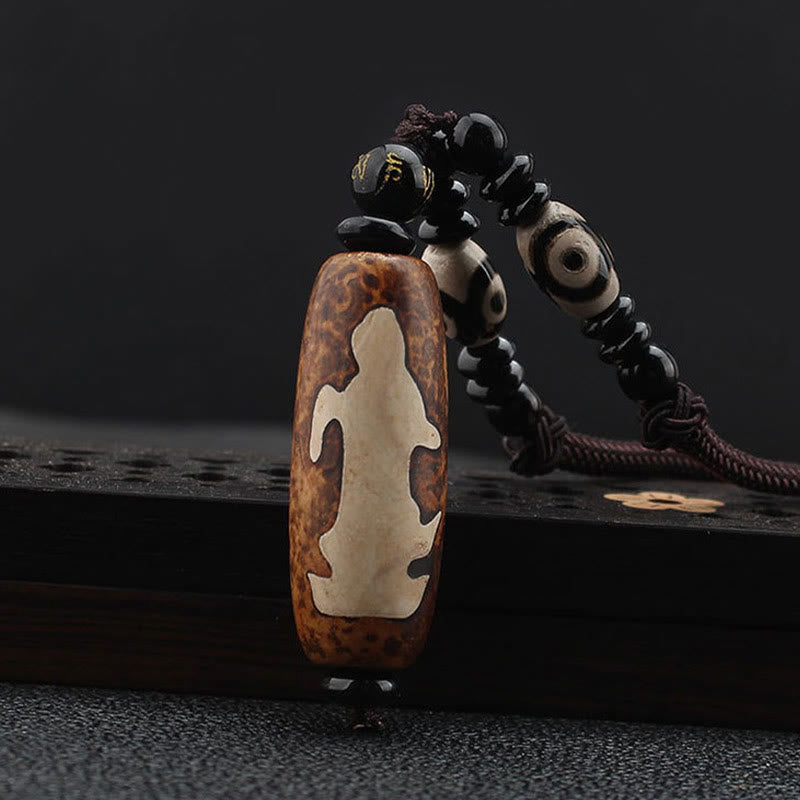 KarmaRipple's Tibet Om Mani Padme Hum Dzi Bead Avalokitesvara Pattern Wealth Pendant Necklace p3