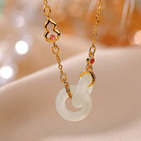 Collier pendentif en argent sterling 925 avec jade rond de KarmaRipple