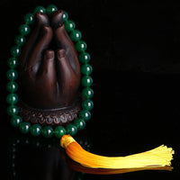 Authentique Mala de poignet en agate verte de KarmaRipple, glands de puissance, décoration de voiture