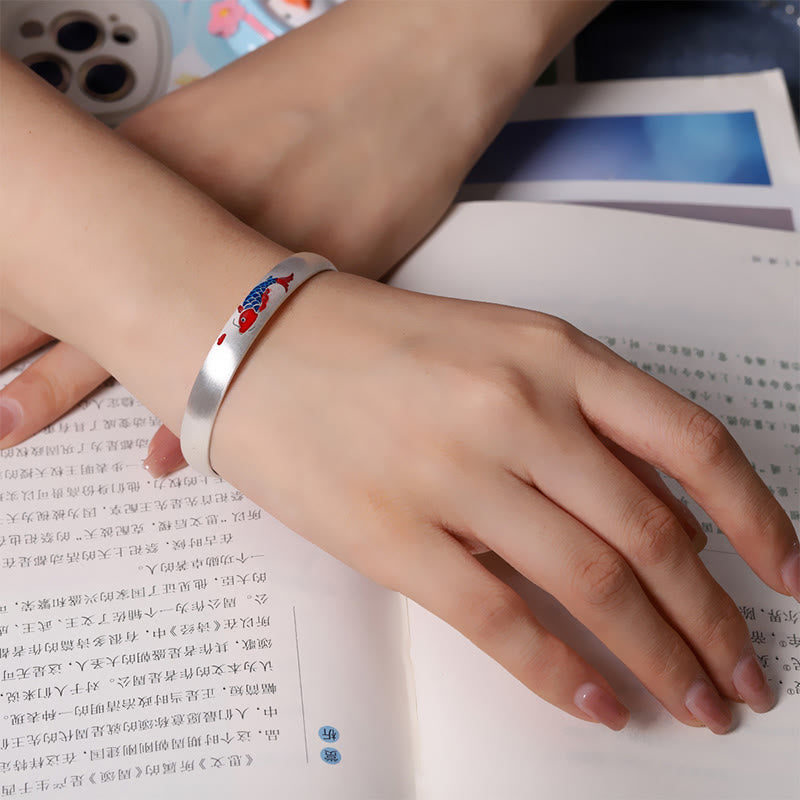 KarmaRipple's 999 Sterling Silver Koi Fish Fortune Cuff Bracelet Bangle p4