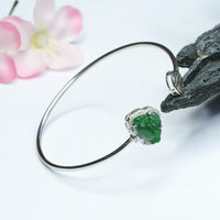 Bracelet jonc porte-bonheur en argent sterling 925 et jade Bouddha rieur de KarmaRipple