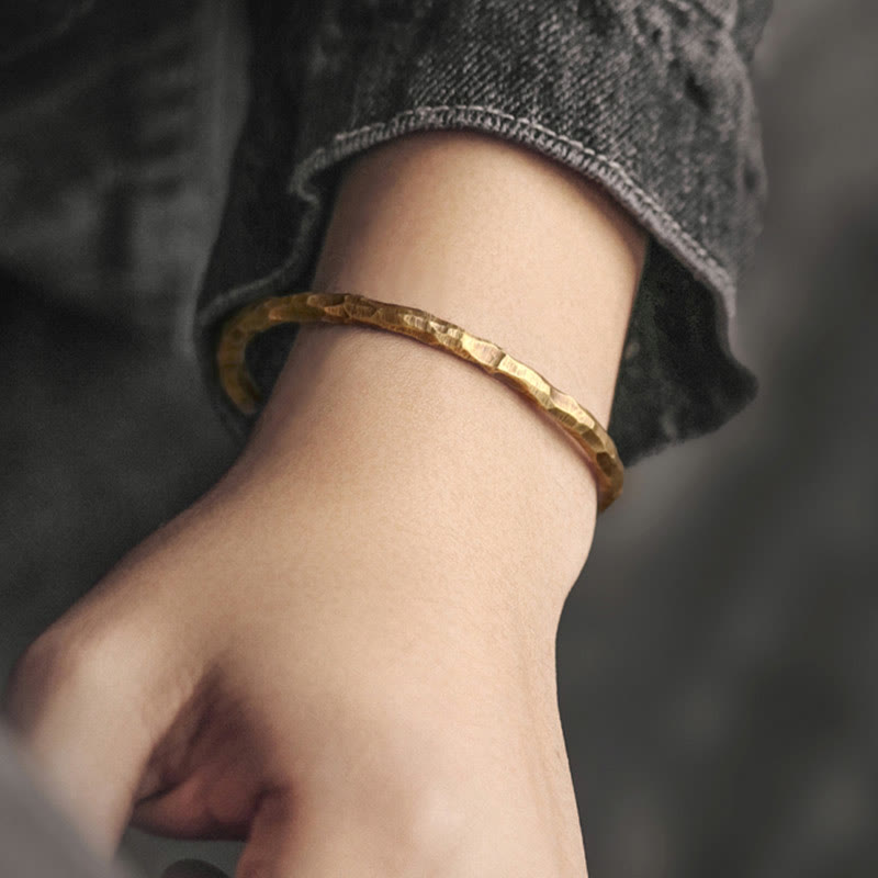 KarmaRipple's Tibetan Bump Texture Bronze Fortune Cuff Bracelet Bangle p3