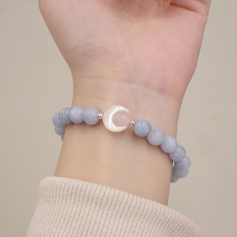 KarmaRipple's 925 Sterling Silver Authentic Amethyst Aquamarine Pink Gemstone Cat's Eye Balancing Crescent Moon Bracelet p11