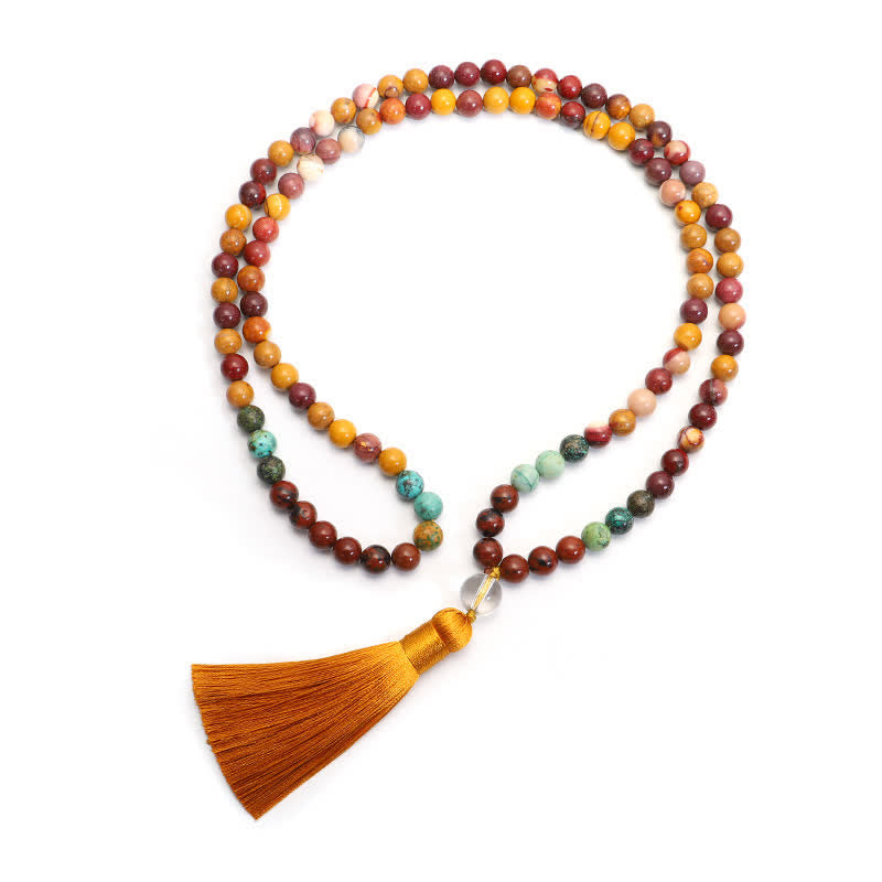 KarmaRipple's 108 Mala Beadwork Mookaite Emotional Growth Bracelet Tassel Pendant Necklace p10