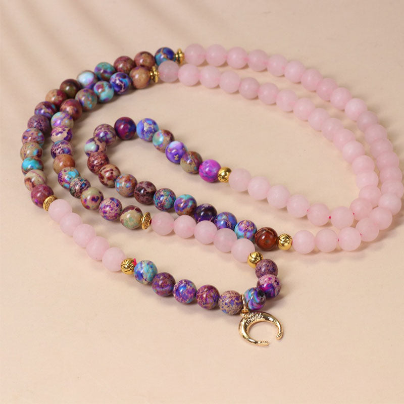 KarmaRipple's 108 Beadwork Miano Real Pink Gemstone Mala Balancing Bracelet p2