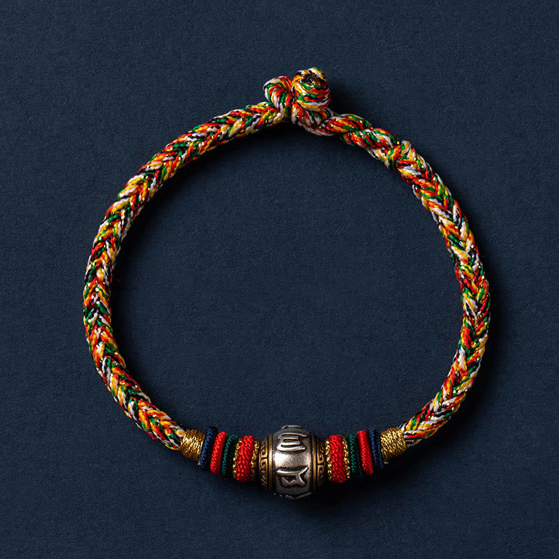 KarmaRipple's 925 Sterling Silver Tibet Handmade Om Mani Padme Hum Fortune Protection King Kong Weave Woven Bracelet p3