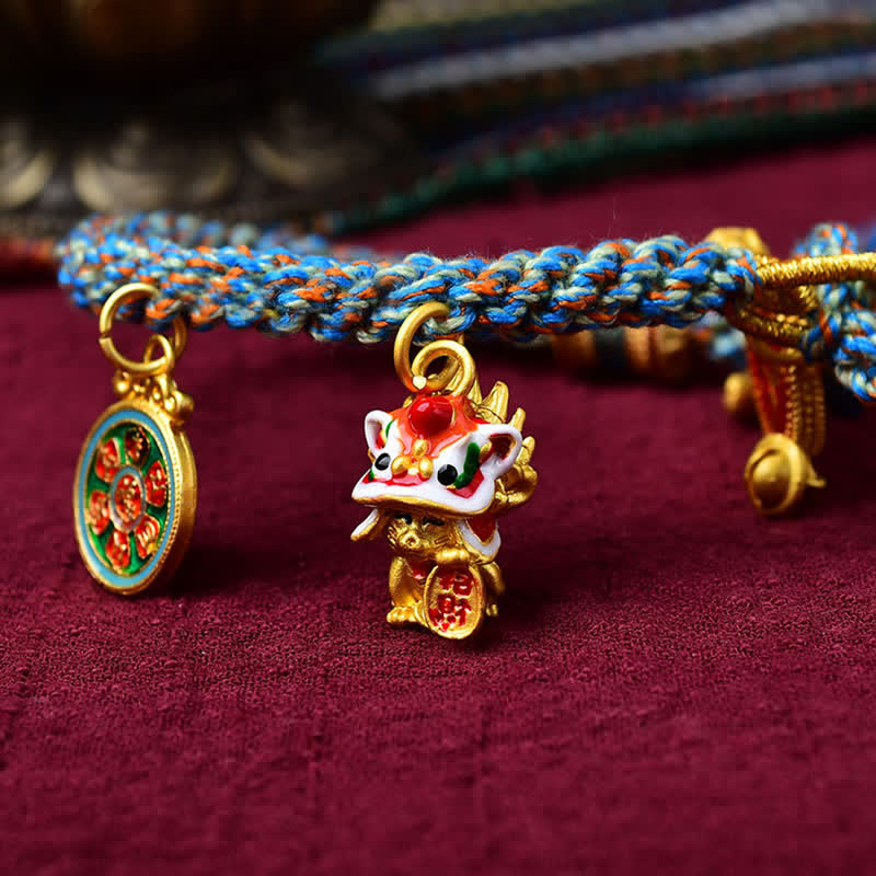 KarmaRipple's Tibetan Zakiram Goddess of Wealth Thangka Fortune Prayer Wheel Braid String Bracelet p5