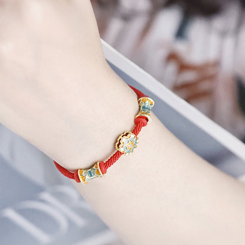 KarmaRipple's Dunhuang 925 Sterling Silver Lotus Drum New Beginning Red Rope Bracelet p9