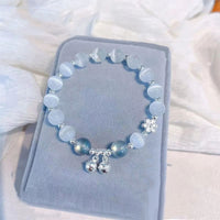 Bracelet de soutien Talisman de personnage Fu en pierre précieuse œil de chat de KarmaRipple en fleur de pêcher