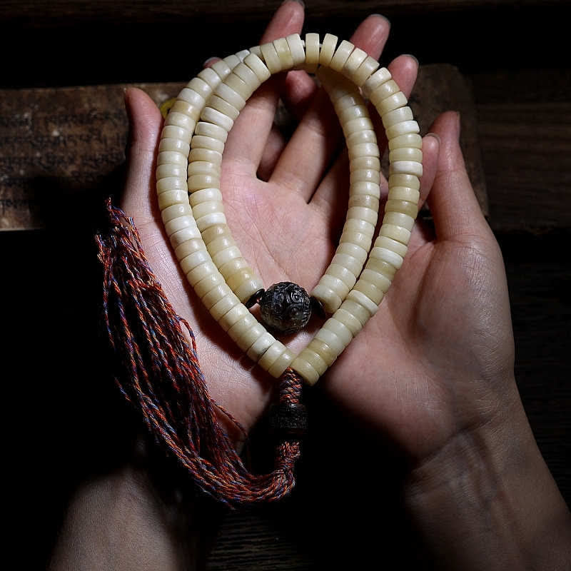 KarmaRipple's Tibetan 108 Mala Beadwork Yak Bone Balance Strength Mala Bracelet p1