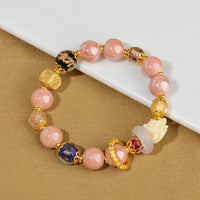 Bracelet en perles de verre Liuli, protection de la fortune et renard à neuf queues, en encens tibétain de KarmaRipple