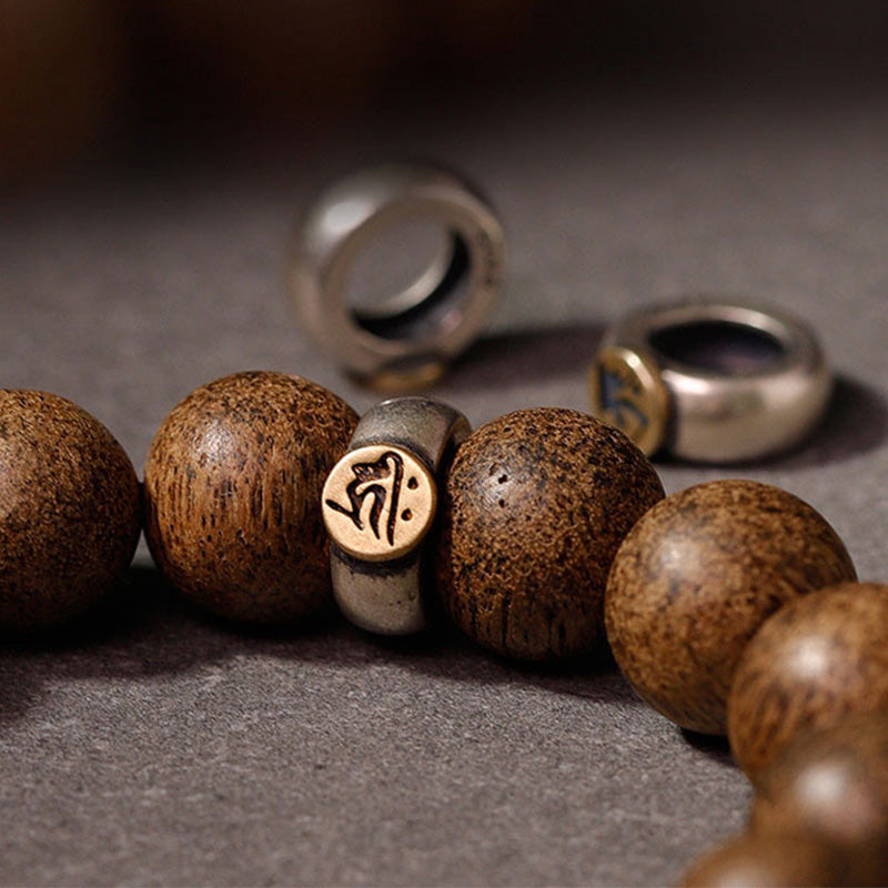 KarmaRipple's Chinese Zodiac Natal Buddha Authentic Agarwood Silver Peace Calm Bracelet p19