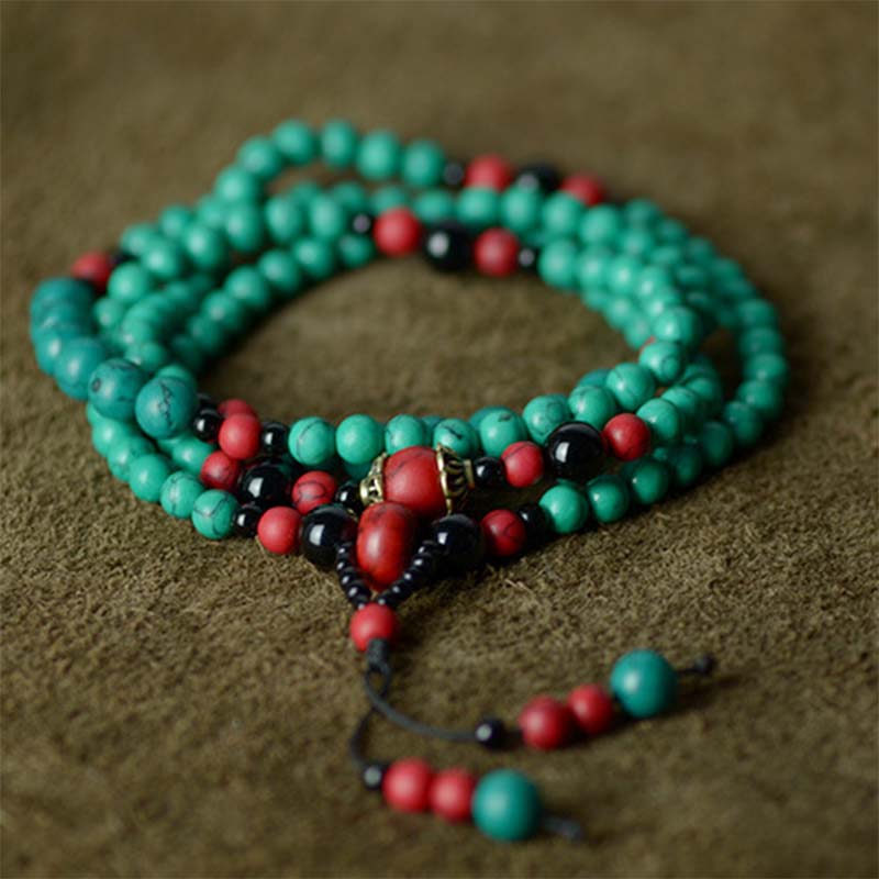 KarmaRipple's Turquoise Black Onyx Red Turquoise Bead Protection Bracelet p3
