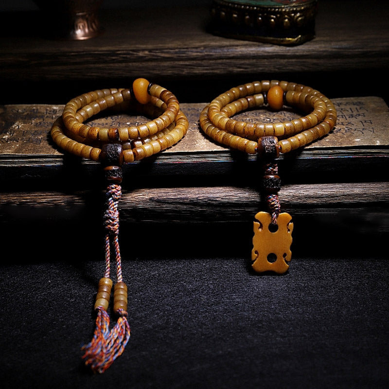 KarmaRipple's Tibet 108 Mala Beadwork Yak Bone Amber Balance Bracelet p4