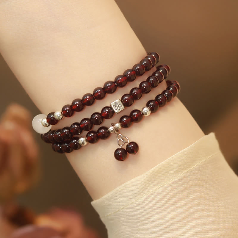 KarmaRipple's 925 Sterling Silver Authentic Garnet Cat Eye Protection Triple Wrap Bracelet p15