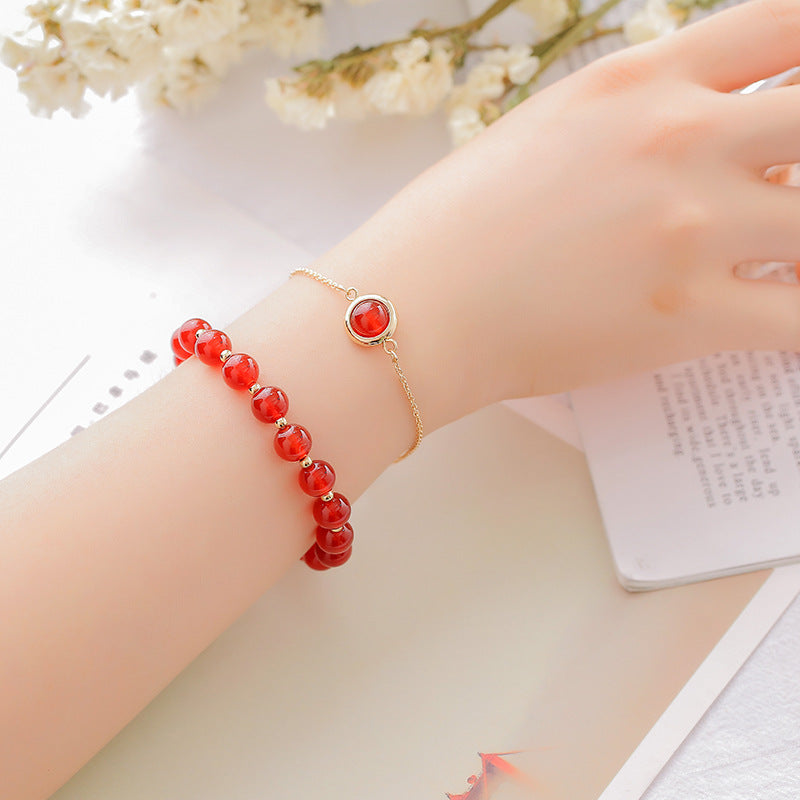 KarmaRipple's Sun Stone Strawberry Quartz Gemstone'sitive Bracelet p49