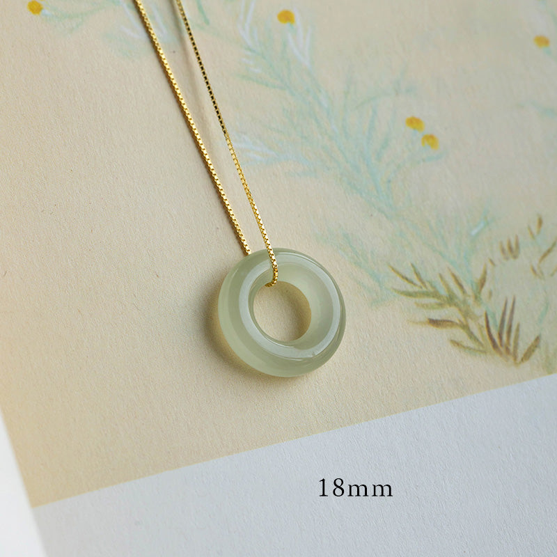 KarmaRipple's Authentic Round Jade Peace Buckle Fortune Abundance Pendant Necklace p3