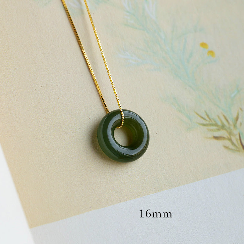 KarmaRipple's Authentic Round Jade Peace Buckle Fortune Abundance Pendant Necklace p31