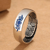 Bague d'illumination en bronze avec lotus bleu tibétain et nuages ​​propices de KarmaRipple