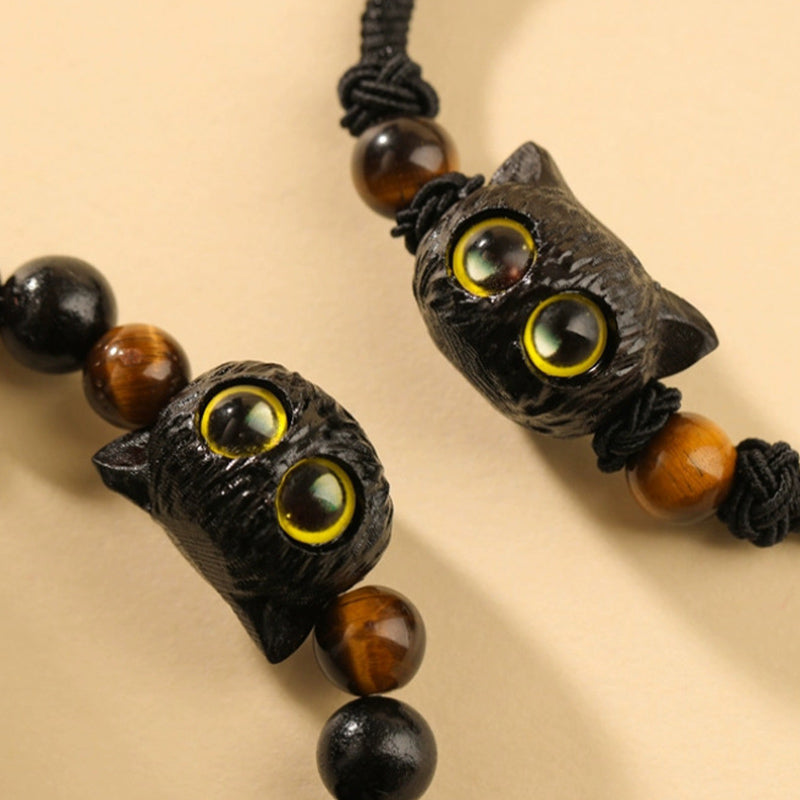 KarmaRipple's Cute Ebony Wood Cat Head Pattern Peace Bracelet p11