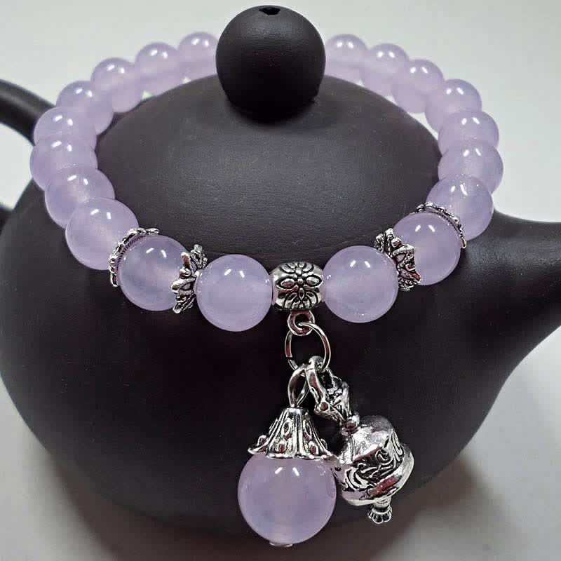 KarmaRipple's Vintage Gemstone Chalcedony Stone Energy Beaded Bell Talisman Bracelet p15