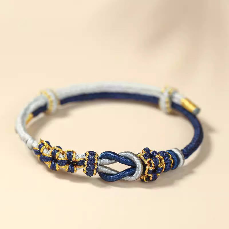 KarmaRipple's Handmade Peach Blossom Weave Eight Thread Peace Weave Fortune Protection Bracelet p5