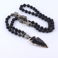 Collier pendentif flèche en pierre de lave authentique de KarmaRipple pour méditation et yoga