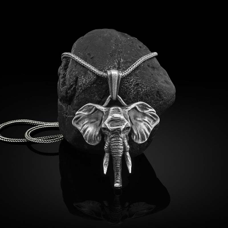 KarmaRipple's Elephant Pewter Titanium Steel Strength Pendant Necklace p9