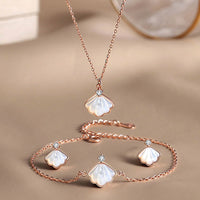 Parure de bijoux KarmaRipple en argent sterling 925 avec pendentif et bracelet en coquillage de Tridacna
