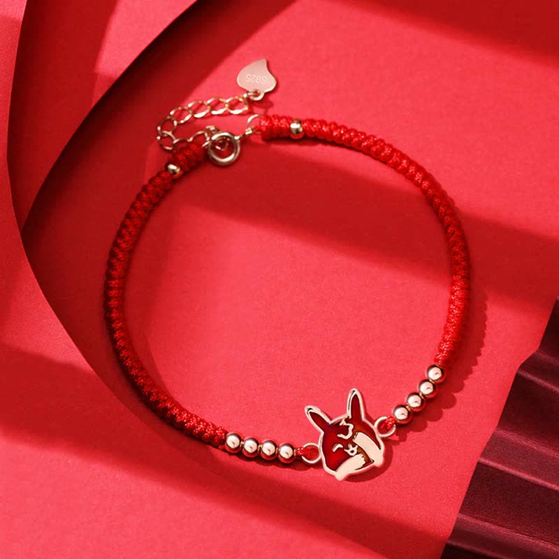 KarmaRipple's 925 Sterling Silver Chinese Zodiac Fortune Faith Discolor Red String Bracelet p31