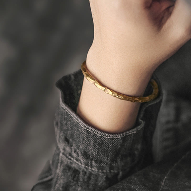 KarmaRipple's Tibetan Bump Texture Bronze Fortune Cuff Bracelet Bangle p10