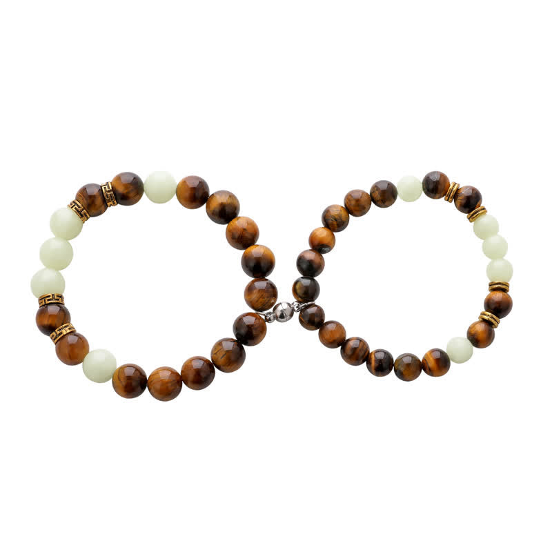 KarmaRipple's 2Pcs Tiger Eye Glowstone Luminous Bead Protection Pair Bracelet p6