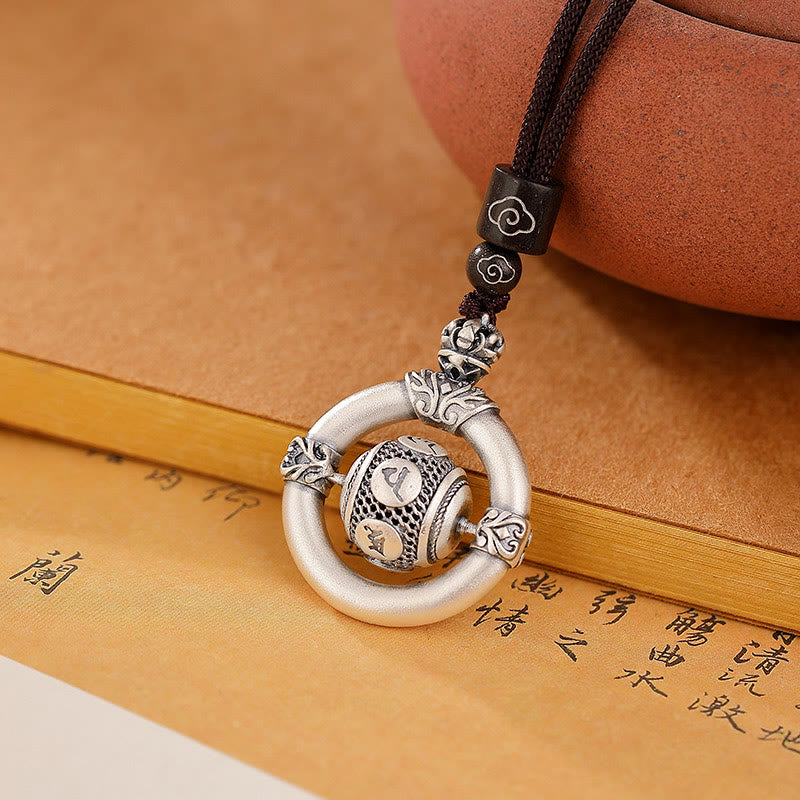 KarmaRipple's 999 Sterling Silver Om Mani Padme Hum Engraved Wisdom Pendant Rope Necklace p3