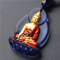 Collier pendentif de compassion en pierre précieuse Liuli, Bouddha de la médecine tibétaine de KarmaRipple