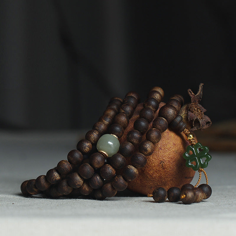 KarmaRipple's 108 Mala Beadwork Nha Trang Bai Qinan Agarwood Jade 999 Gold Peace Bracelet (Only one in stock) p20