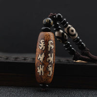 KarmaRipple's Tibet Om Mani Padme Hum Dzi Perle Avalokitesvara Motif Richesse Pendentif Collier